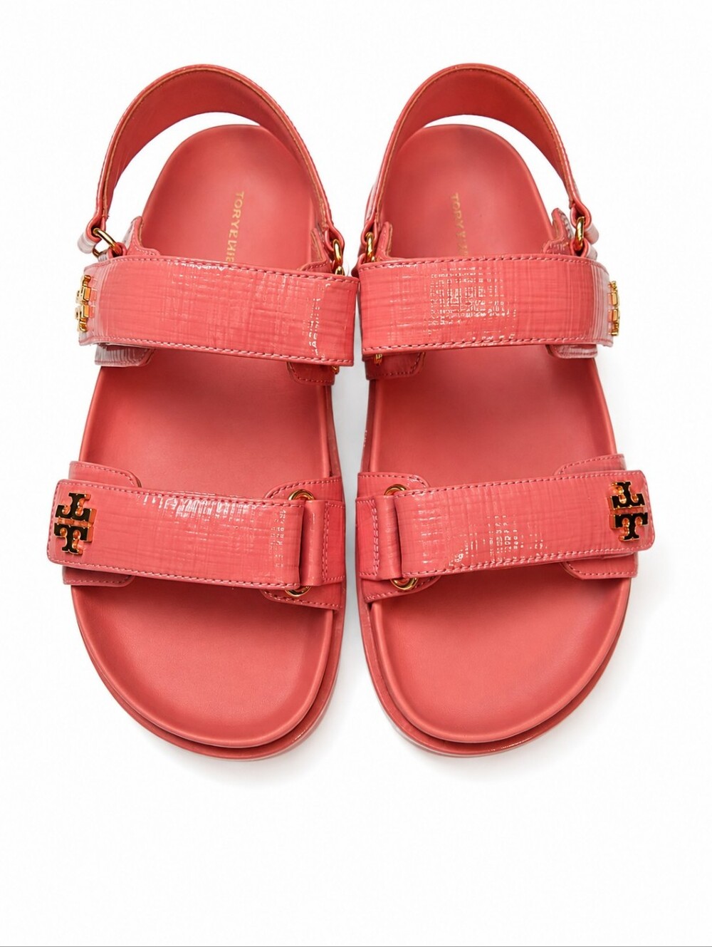 Tory Burch Kira Sport Sandal Coral Crush Patent Leather 7M NEW